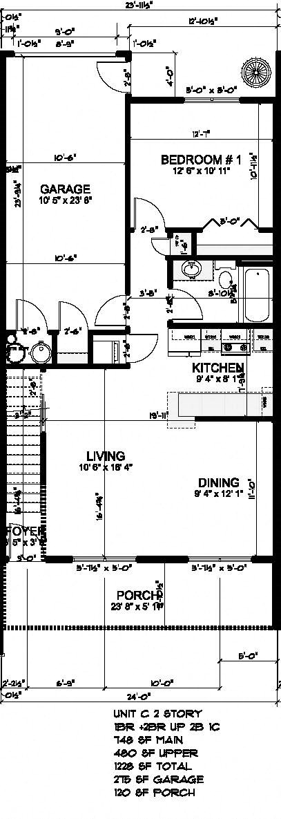 3 Bedroom Townhome Floorplan